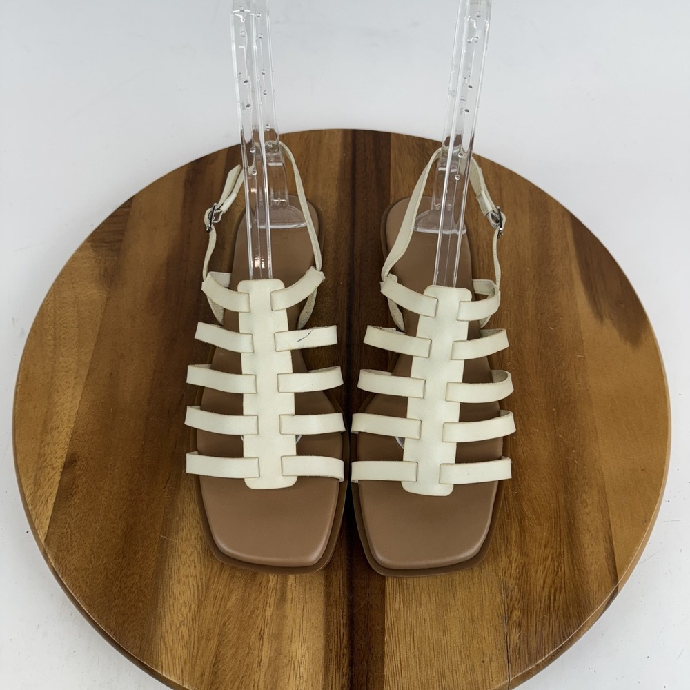 New NWOB Womens Nordstrom Rack Hugo White Faux Leather Gladiator Sandals Size 11